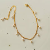 Bracelet de cheville perle plaqué or pour femme - Biloria