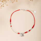 Bracelet de cheville perles rouges argent 925 - Biloria
