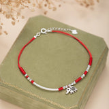 Bracelet de cheville perles rouges argent 925 - Biloria