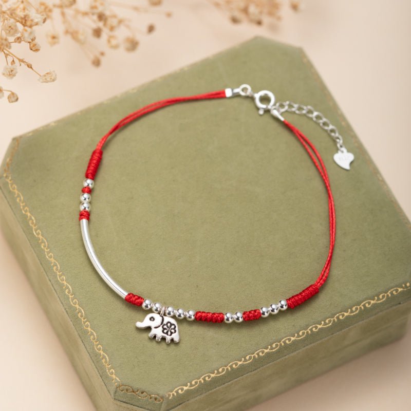 Bracelet de cheville perles rouges argent 925 - Biloria