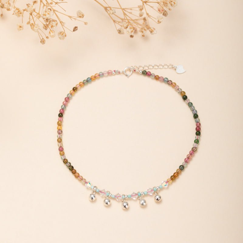 Bracelet de Cheville Tourmaline Argent – Bijou Spirituel Équilibrant - Biloria