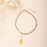 Bracelet de Cheville Tourmaline et Ambre – Joie Vibrante, Plaqué Or - Biloria