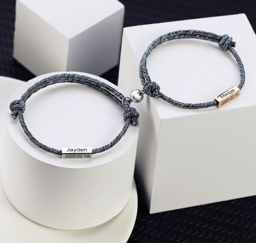 Bracelet de Couple Personnalisé Prénom – Lien Éternel - Biloria