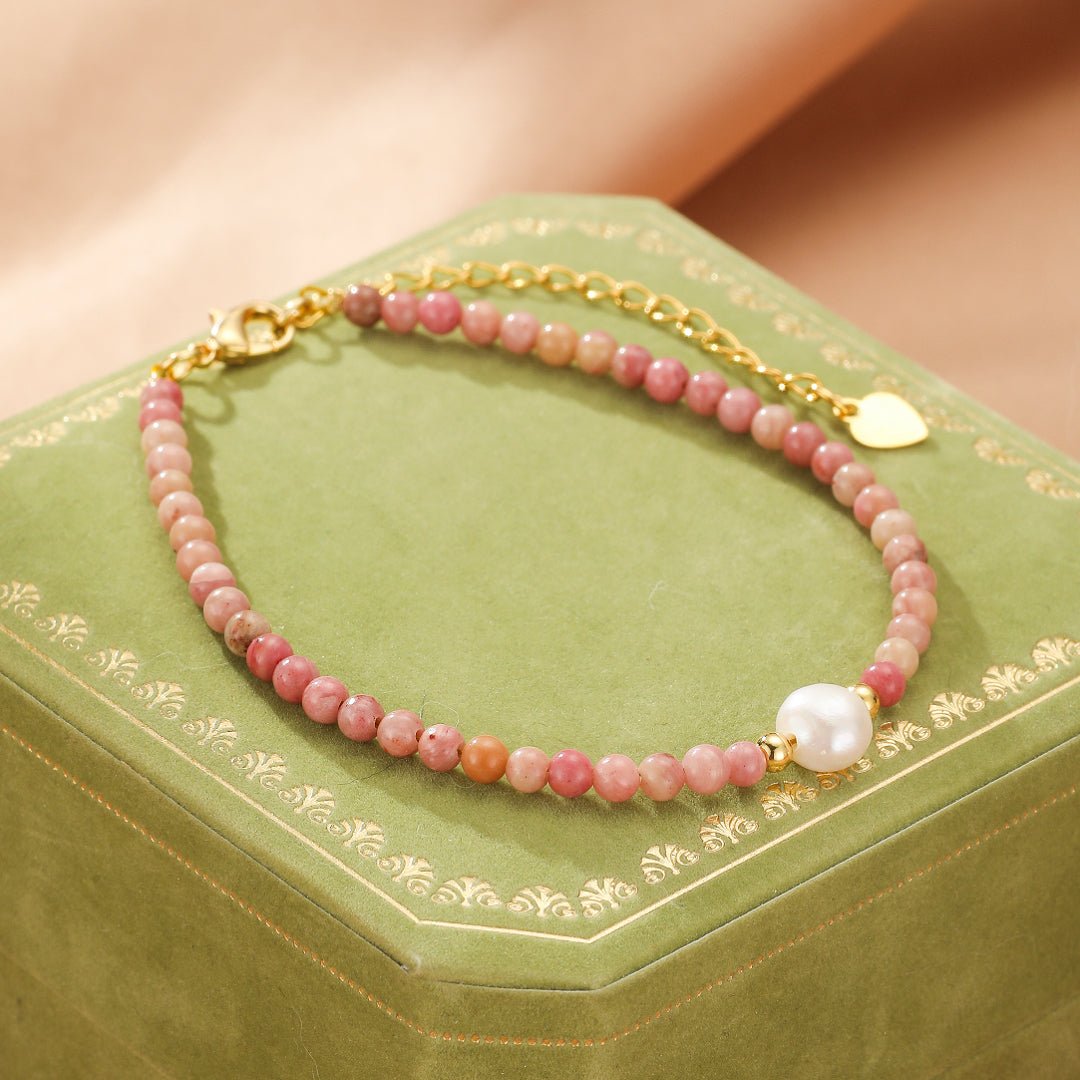 Bracelet double rang Rhodonite et perles d'eau douce - Biloria