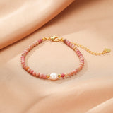 Bracelet double rang Rhodonite et perles d'eau douce - Biloria