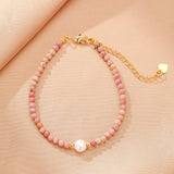 Bracelet double rang Rhodonite et perles d'eau douce - Biloria