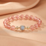 Bracelet élastique Quartz Fraise et Labradorite pierres naturelles - Biloria
