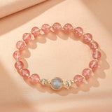 Bracelet élastique Quartz Fraise et Labradorite pierres naturelles - Biloria