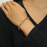Bracelet élastique Quartz Fraise et Labradorite pierres naturelles - Biloria
