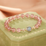 Bracelet élastique Quartz Fraise et Labradorite pierres naturelles - Biloria