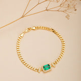 Bracelet Émeraude Diadème Royal Argent Plaqué Or - Biloria
