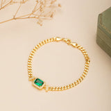 Bracelet Émeraude Diadème Royal Argent Plaqué Or - Biloria