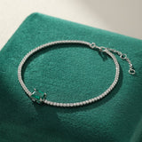 Bracelet Émeraude et Zircon, Argent 925 Fait Main - Biloria