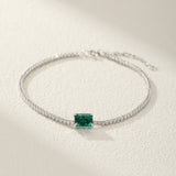 Bracelet Émeraude et Zircon, Argent 925 Fait Main - Biloria