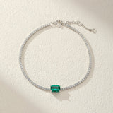 Bracelet Émeraude et Zircon, Argent 925 Fait Main - Biloria