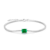 Bracelet Émeraude et Zircon, Argent 925 Fait Main - Biloria