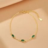 Bracelet Émeraude et Zircon, Argent Plaqué Or - Biloria