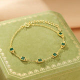 Bracelet Émeraude et Zircon, Argent Plaqué Or - Biloria
