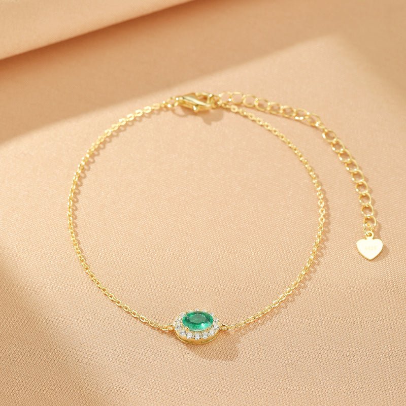 Bracelet Émeraude et Zircon – Argent Plaqué Or Ajustable - Biloria