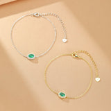 Bracelet Émeraude et Zircon – Argent Plaqué Or Ajustable - Biloria
