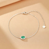 Bracelet Émeraude et Zircon – Argent Plaqué Or Ajustable - Biloria