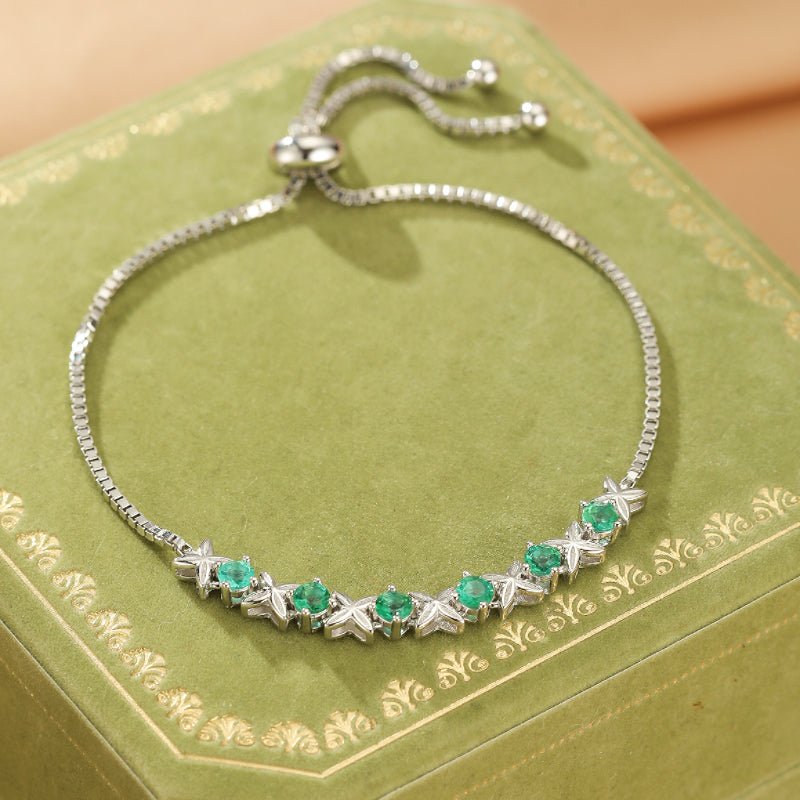 Bracelet Émeraude Grâce Florale en Argent S925 – Élégance et Sérénité - Biloria