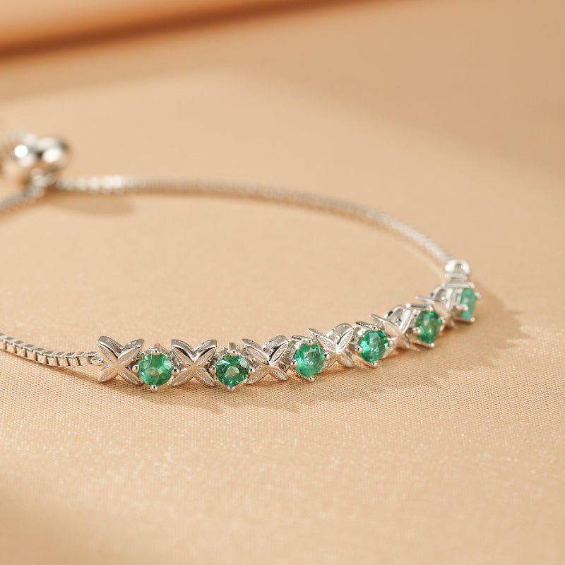 Bracelet Émeraude Grâce Florale en Argent S925 – Élégance et Sérénité - Biloria