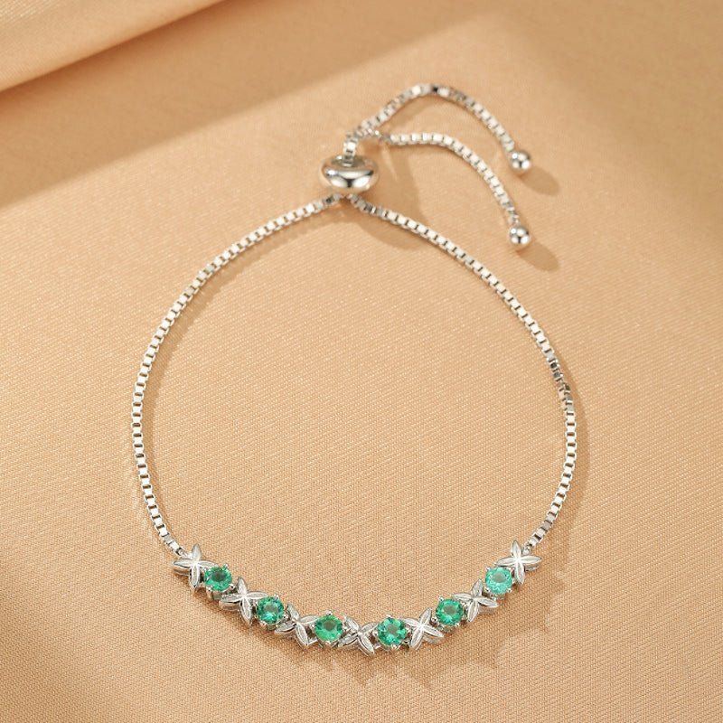 Bracelet Émeraude Grâce Florale en Argent S925 – Élégance et Sérénité - Biloria