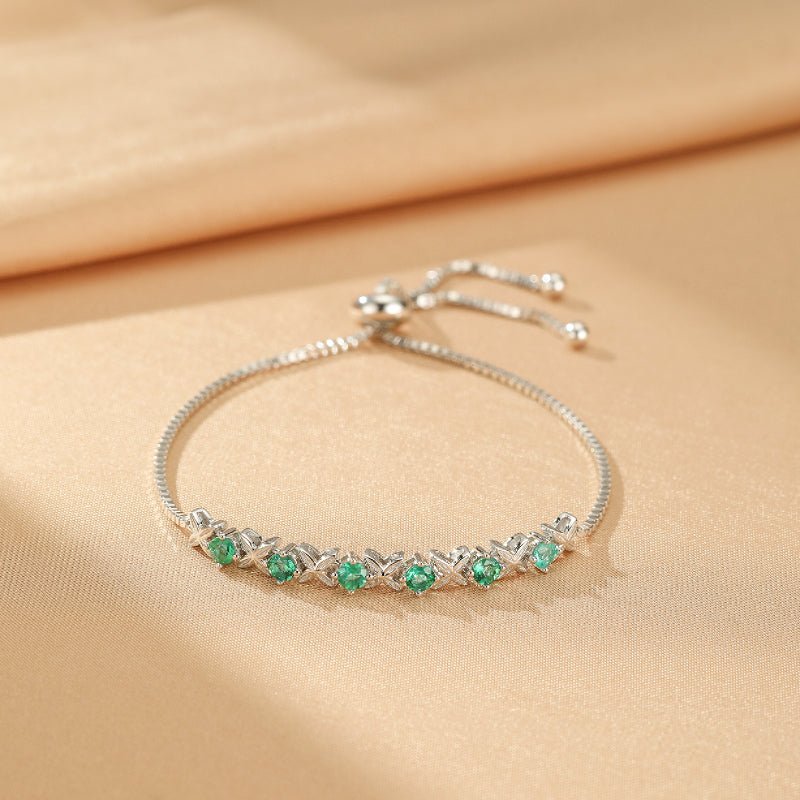Bracelet Émeraude Grâce Florale en Argent S925 – Élégance et Sérénité - Biloria