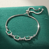 Bracelet Émeraude Jardin Secret en Argent Plaqué Platine - Biloria