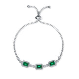 Bracelet Émeraude Jardin Secret en Argent Plaqué Platine - Biloria