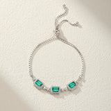 Bracelet Émeraude Jardin Secret en Argent Plaqué Platine - Biloria