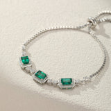 Bracelet Émeraude Jardin Secret en Argent Plaqué Platine - Biloria