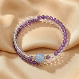 Bracelet en Améthyste, Cristal de Roche et Aigue-marine fait main - Biloria
