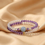 Bracelet en Améthyste, Cristal de Roche et Aigue-marine fait main - Biloria