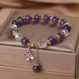 Bracelet en Améthyste et Quartz Clair avec Pendentif Papillon - Biloria