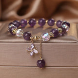 Bracelet en Améthyste et Quartz Clair avec Pendentif Papillon - Biloria