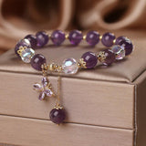 Bracelet en Améthyste et Quartz Clair avec Pendentif Papillon - Biloria