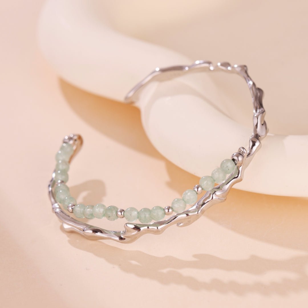 Bracelet en Aventurine et Argent 925 – Symbole Bambou - Biloria