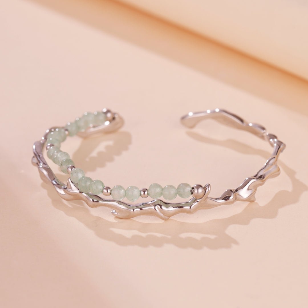 Bracelet en Aventurine et Argent 925 – Symbole Bambou - Biloria