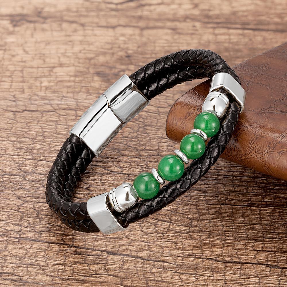 Bracelet en Cuir et Jade pour Homme - Protection et Énergie - Biloria