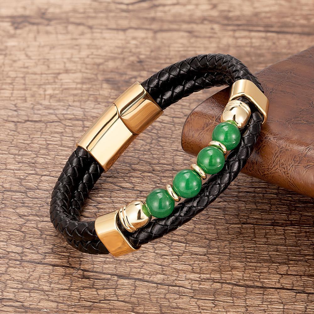 Bracelet en Cuir et Jade pour Homme - Protection et Énergie - Biloria