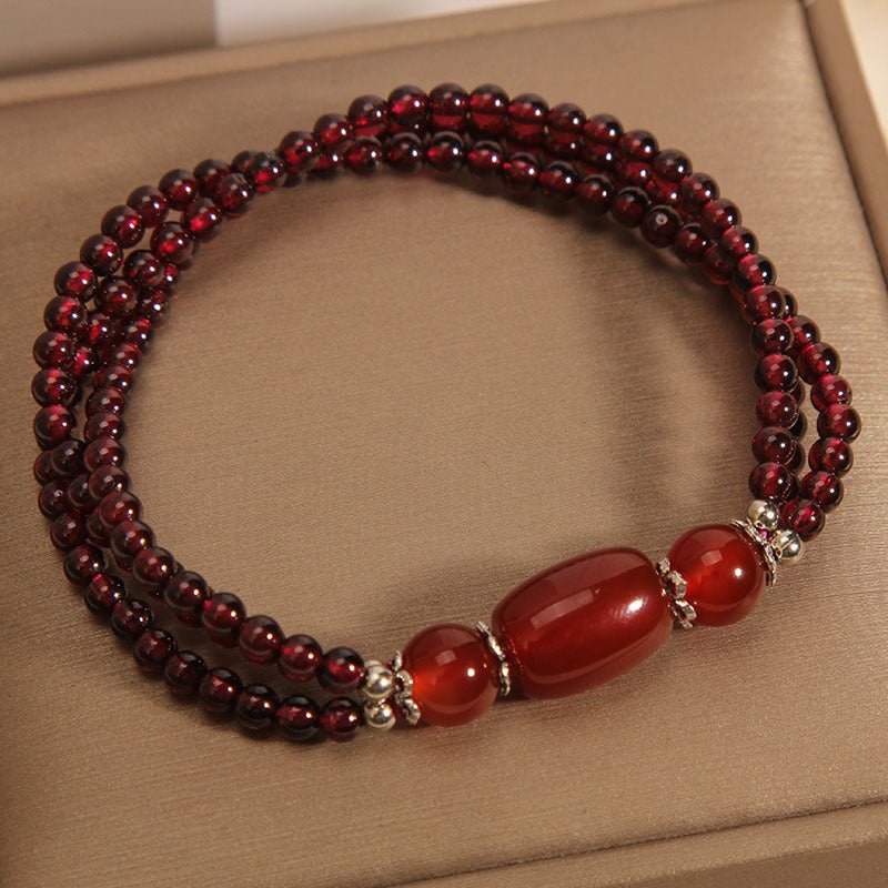 Bracelet en Grenat 3mm Triple Rangée pour Bien-être - Biloria