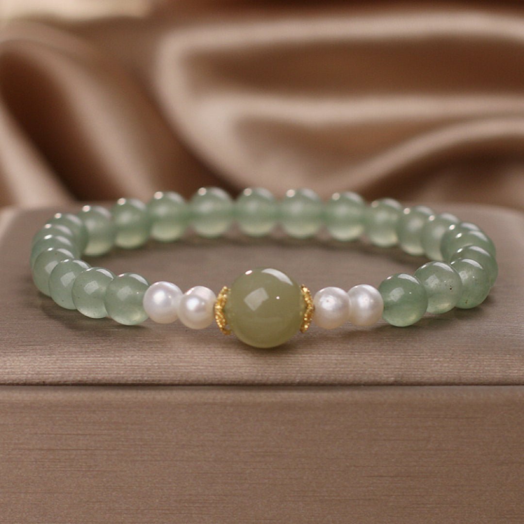 Bracelet en Jade Aventurine et Perles - Bijou Harmonie - Biloria