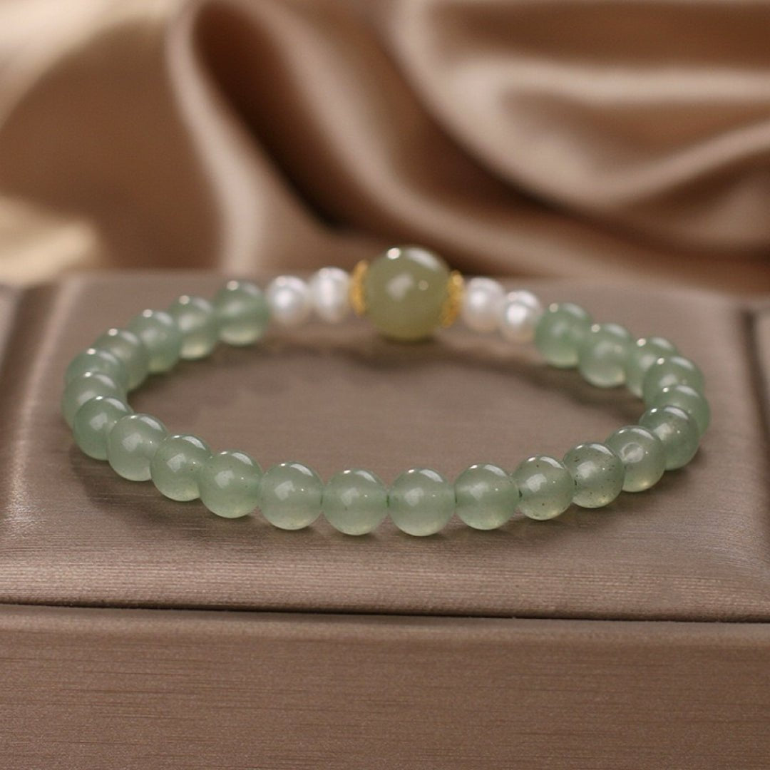 Bracelet en Jade Aventurine et Perles - Bijou Harmonie - Biloria