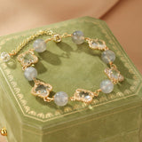 Bracelet en Labradorite et Cristal de Roche avec Trèfle Porte-Bonheur - Biloria