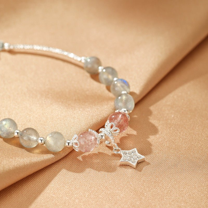 Bracelet en Labradorite et Quartz Fraise avec Étoile - Argent 925 - Biloria