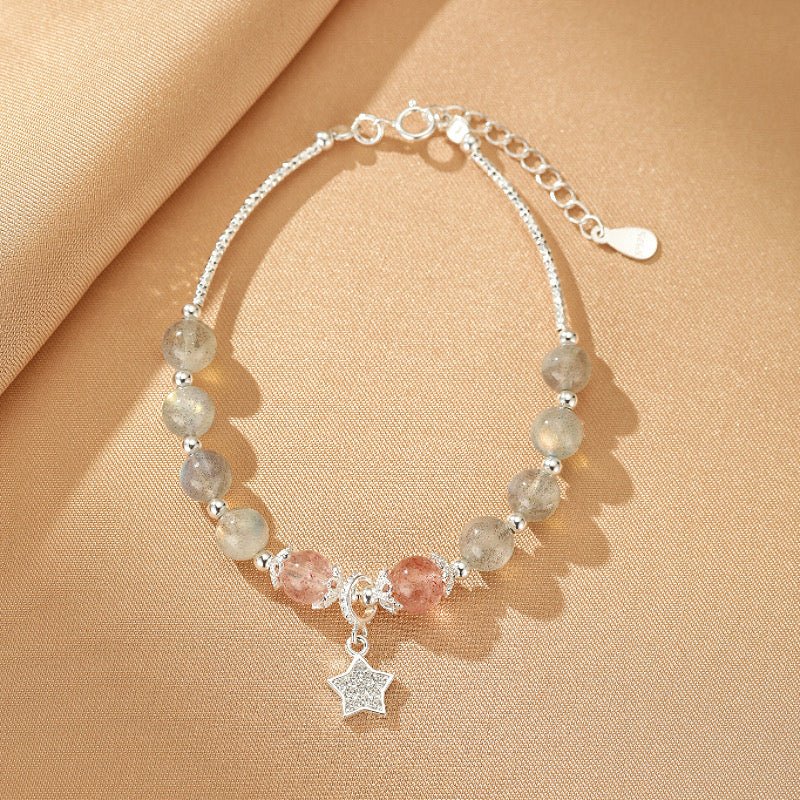 Bracelet en Labradorite et Quartz Fraise avec Étoile - Argent 925 - Biloria
