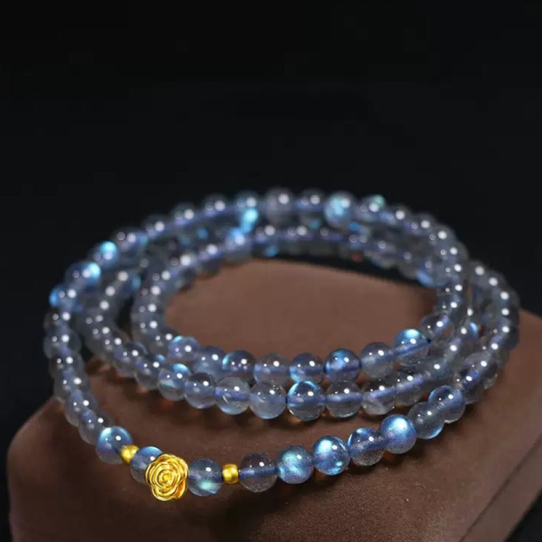 Bracelet en Labradorite et Rose Dorée pour Protection et Intuition - Biloria