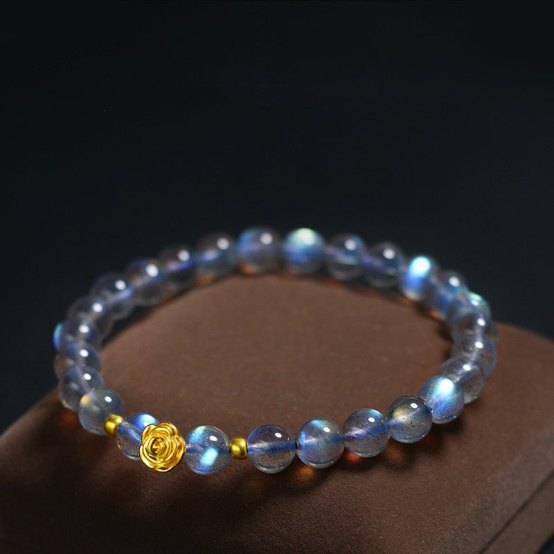 Bracelet en Labradorite et Rose Dorée pour Protection et Intuition - Biloria
